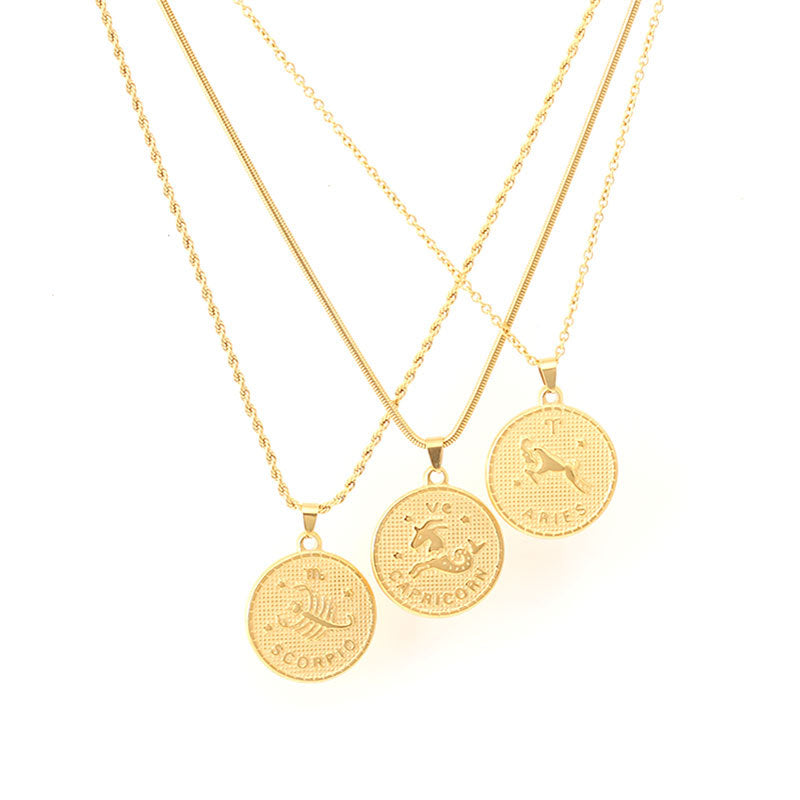 Gold Plated Zodiac Pendant - 0 - Bijou Her - Color - style - 