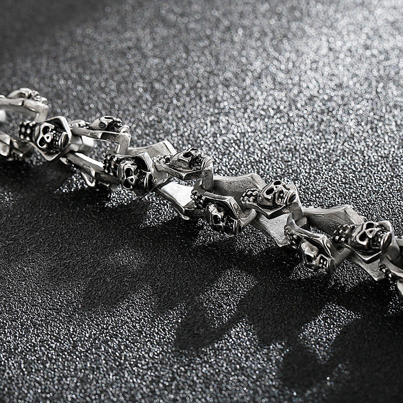 Stylish And Personalized Blackened Stainless Steel Skeleton Bracelet - 0 - Bijou Her -  -  - 