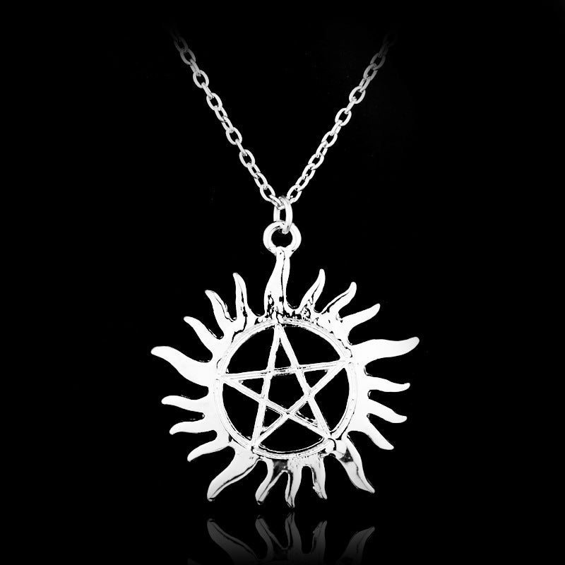 Male Pendant Pentagram Sun Necklace - 0 - Bijou Her -  -  - 