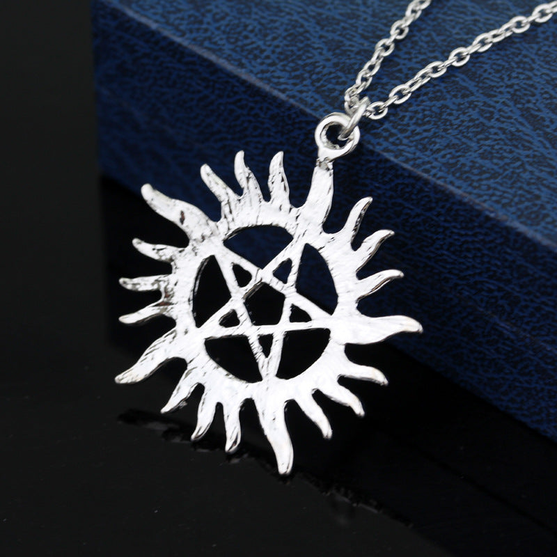 Male Pendant Pentagram Sun Necklace - 0 - Bijou Her -  -  - 