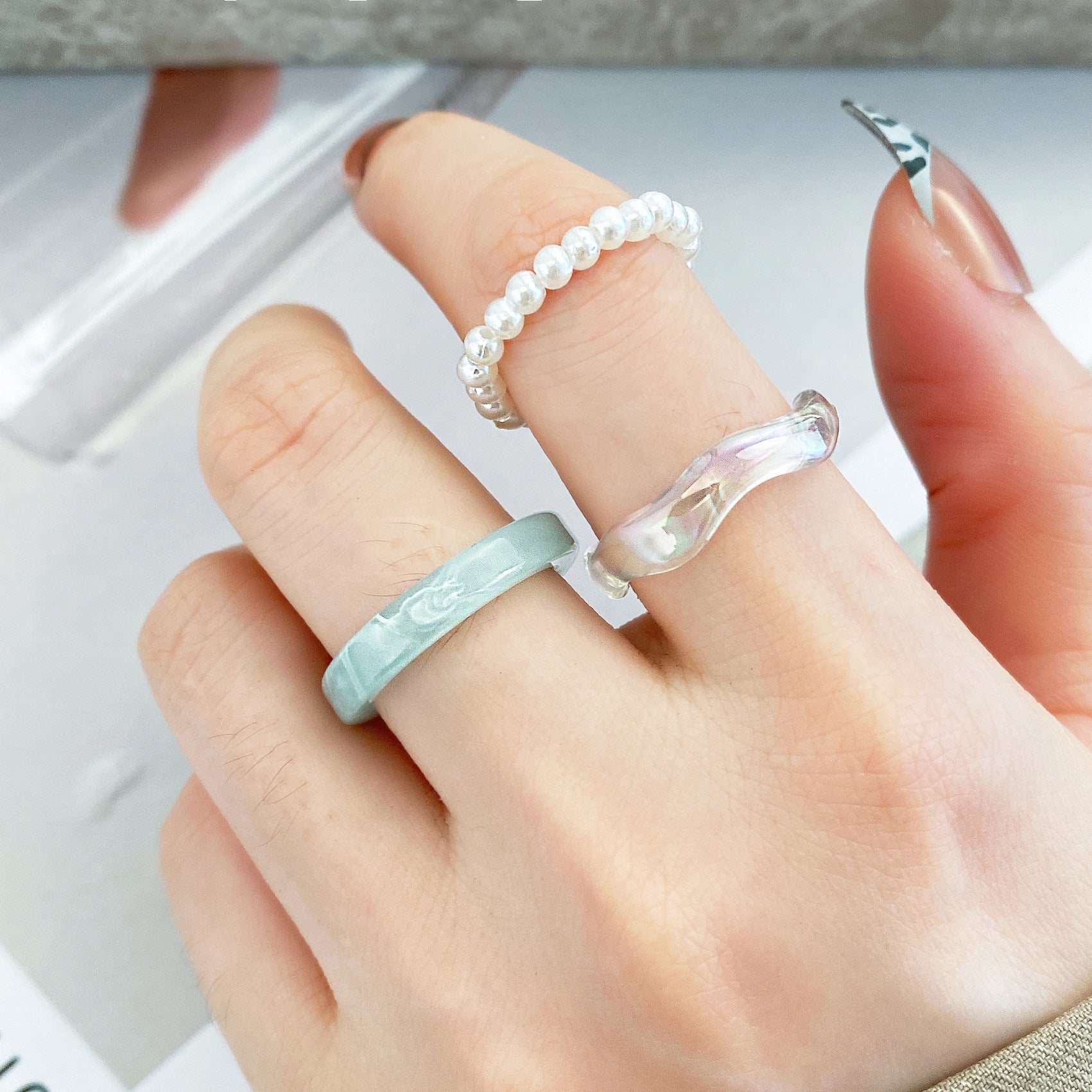 Women's Fashion Creative Simple Resin Ring Set - 0 - Bijou Her - Color -  - 