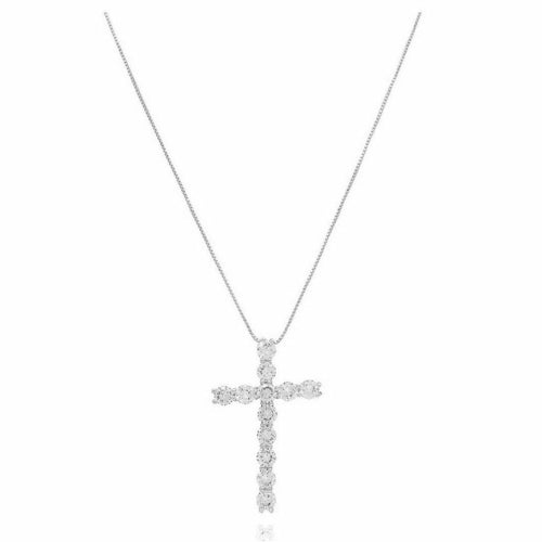 Silver Religious Cross Pendant Necklace - 16" with 2" Extender - Jewelry & Watches - Bijou Her - Color -  - 