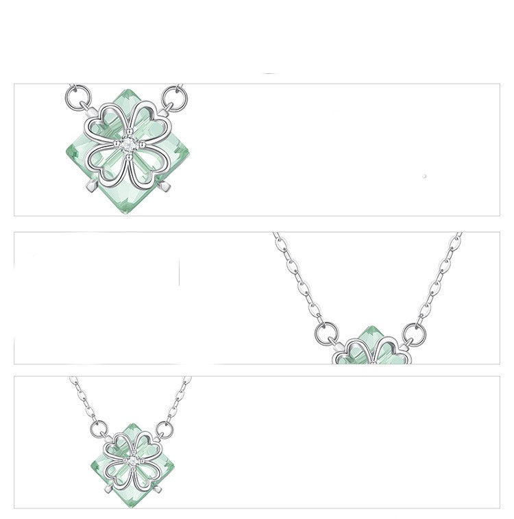 Platinum-plated Simple Green Elegant Pendant Necklace - 0 - Bijou Her -  -  - 