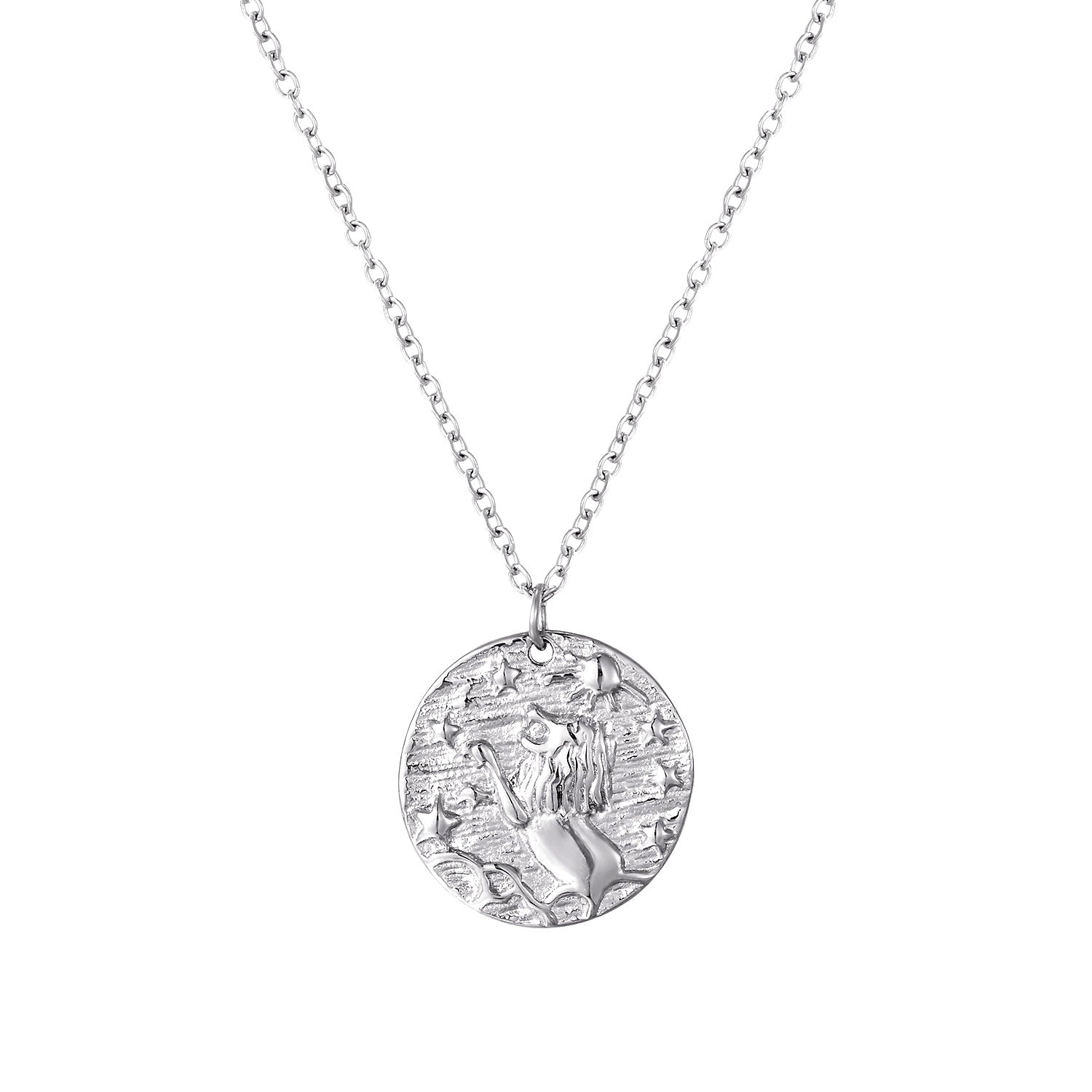 Titanium Steel Coin Necklace Double-sided Small Lion Pendant With Personalized Design And Cool Style Collarbone Chain - 0 - Bijou Her - Color -  - 