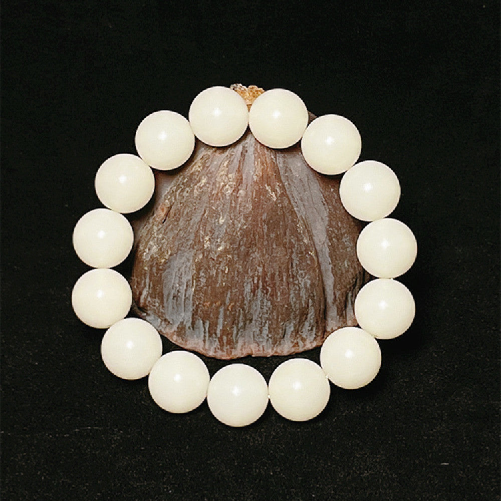 White Jade Bodhi Ball Bracelet - 0 - Bijou Her -  -  - 