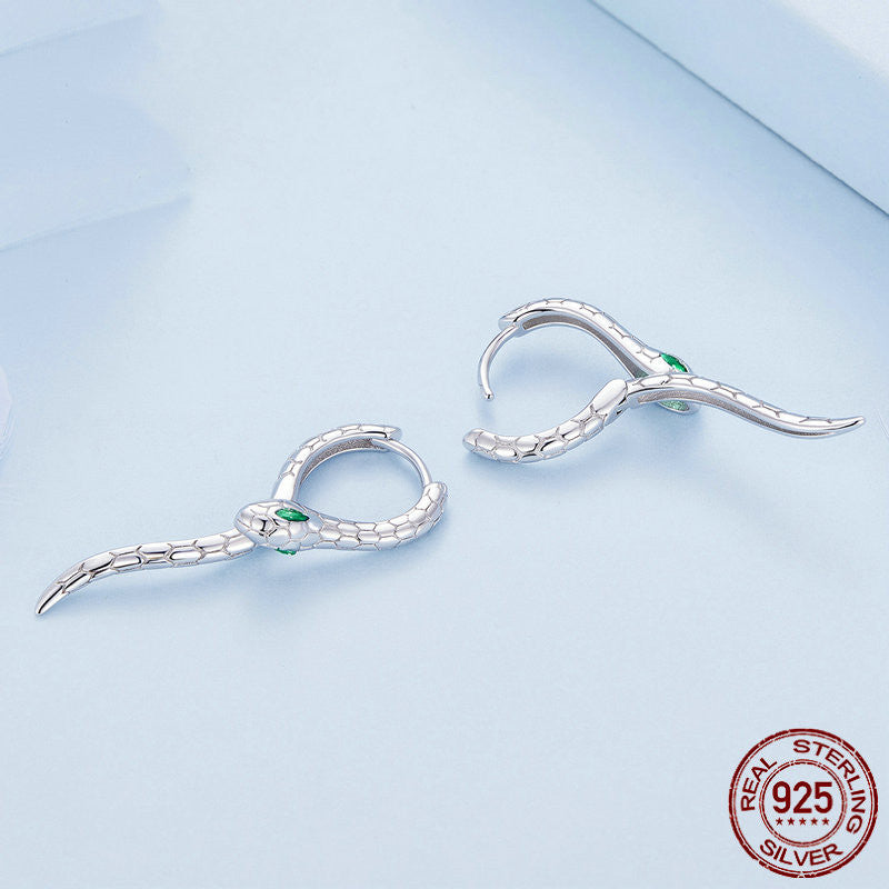 Silver Snake Earrings Mysterious Charm Animals - 0 - Bijou Her - Color -  - 