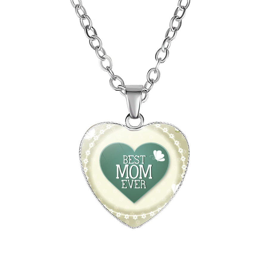 Mother's Heart Shaped Pendant Necklace Simple - 0 - Bijou Her - Color -  - 