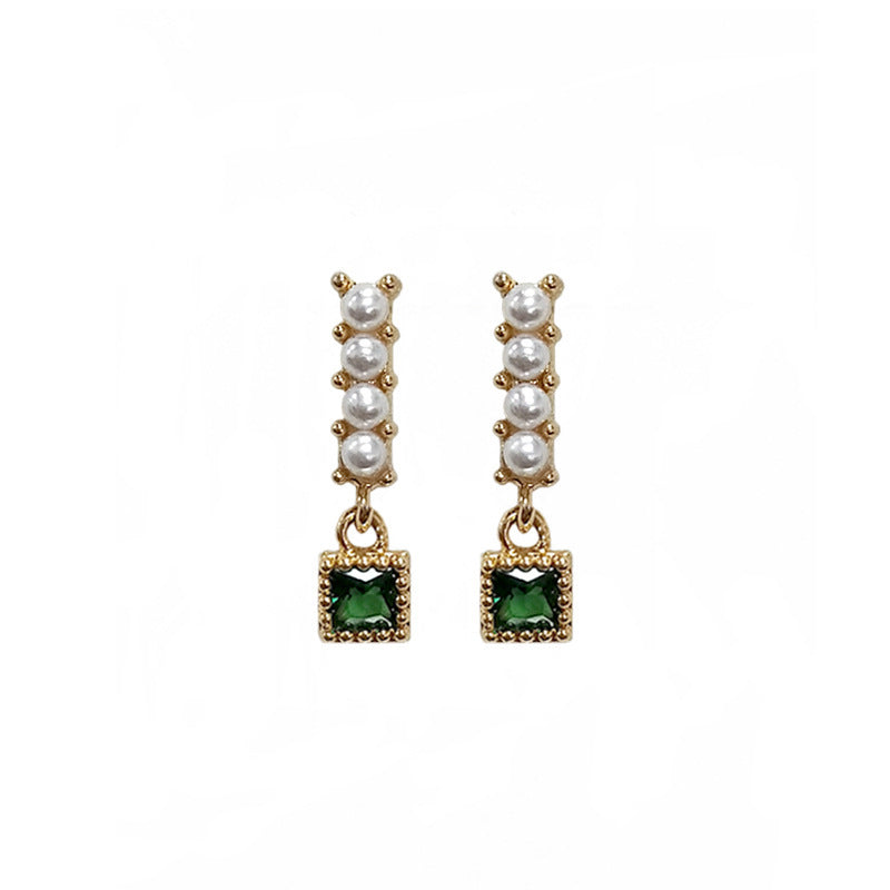 Vintage Harbor Style Hepburn Palace French Emerald Pearl Earrings - 0 - Bijou Her -  -  - 