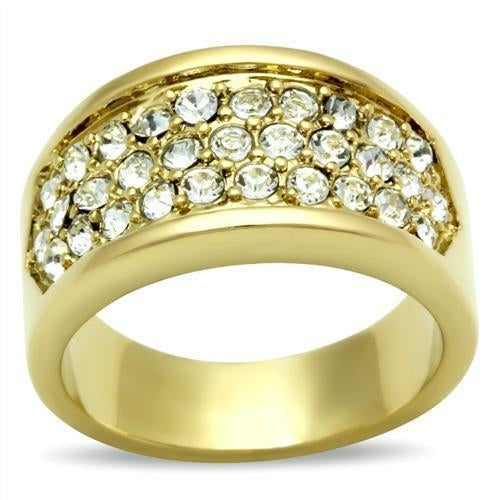 IP Gold Brass Ring with Top Grade Crystal - Ships in 1 Day - Jewelry & Watches - Bijou Her - Size -  - 