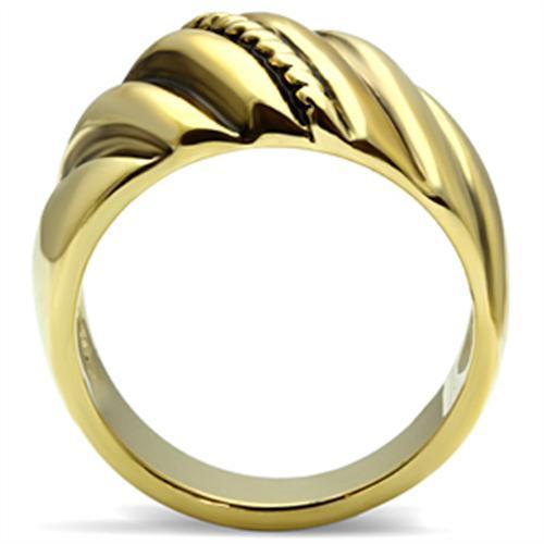 IP Gold Brass Ring with Jet Epoxy Center Stone - Ships in 1 Day - Jewelry & Watches - Bijou Her -  -  - 