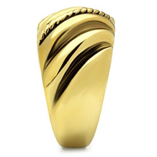 IP Gold Brass Ring with Jet Epoxy Center Stone - Ships in 1 Day - Jewelry & Watches - Bijou Her -  -  - 