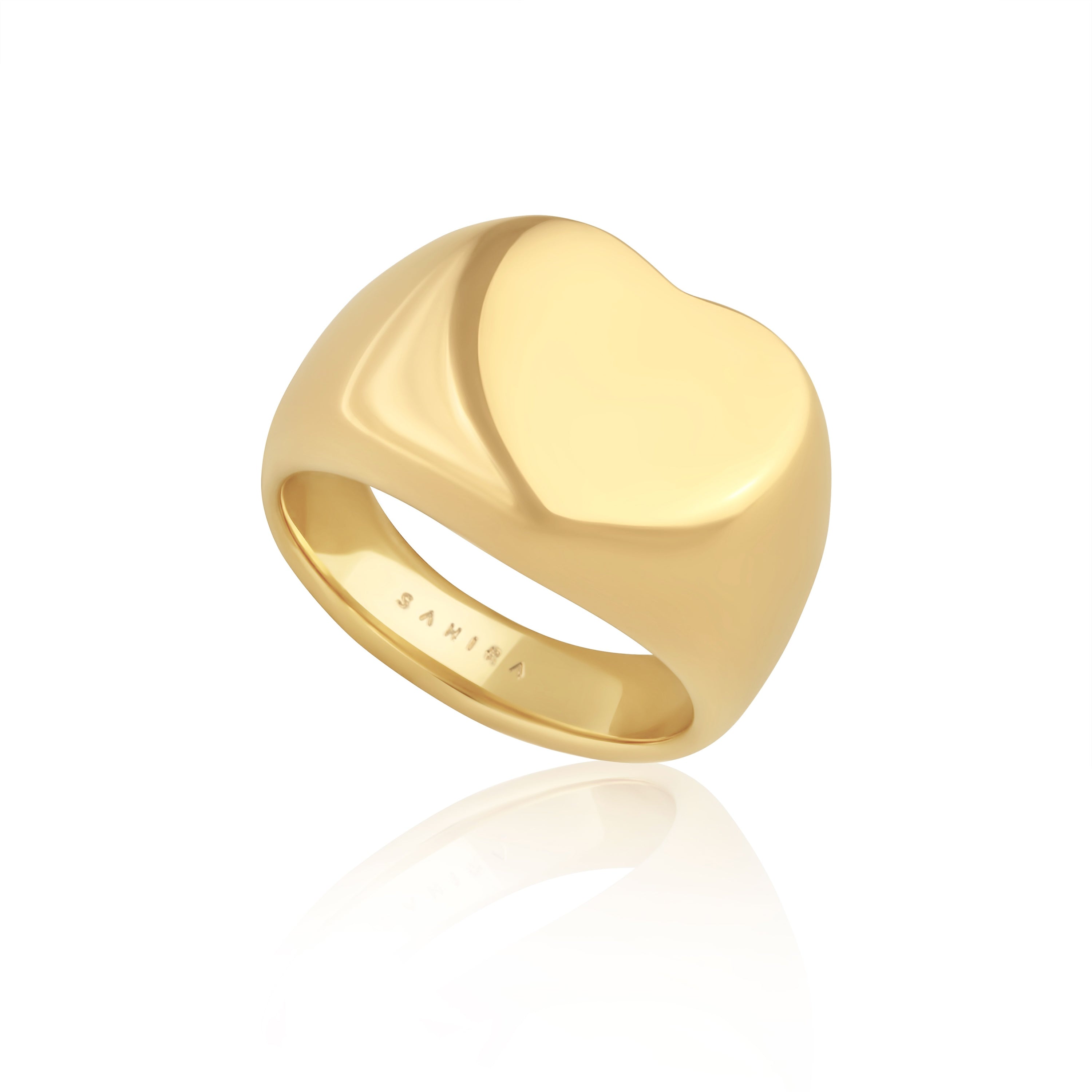 Stylish Heart Signet Ring: 18k Gold Plated, Tarnish Resistant, Hypoallergenic - Jewelry & Watches - Bijou Her -  -  - 