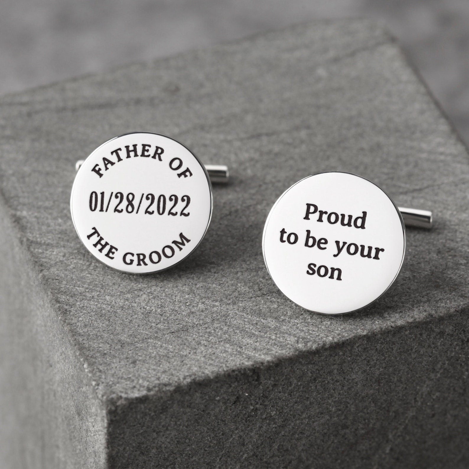 Personalized Father of the Groom Cufflinks - Sterling Silver Gift for Dad - Cufflinks - Bijou Her -  -  - 