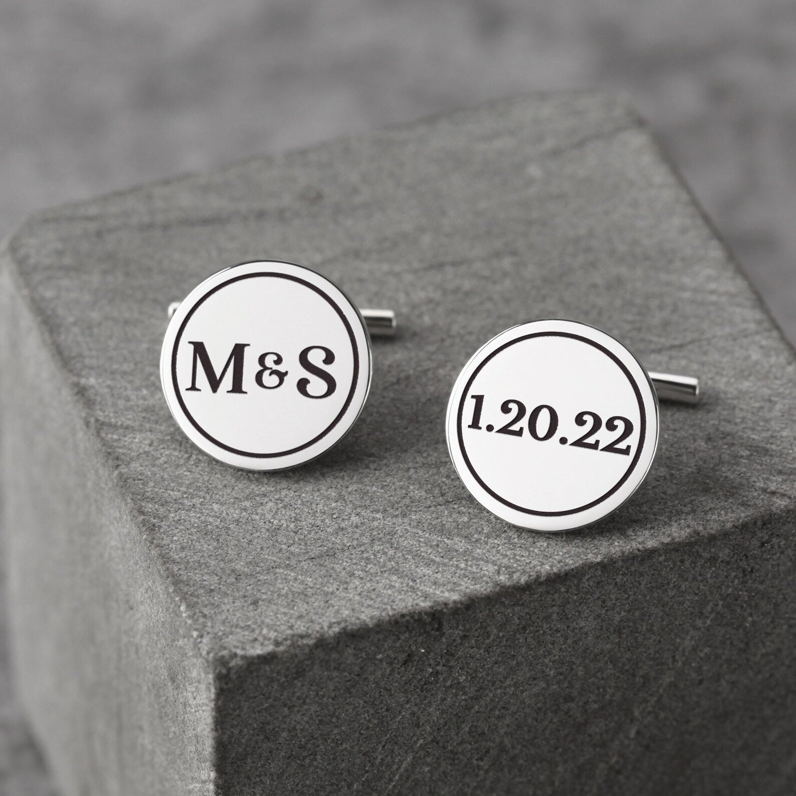 Personalized Sterling Silver Initial Cufflinks - Groom's Gift from Bride - Cufflinks - Bijou Her -  -  - 