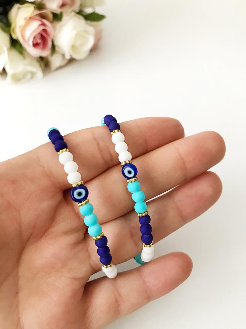 Greek Evil Eye Bracelet - Handmade Miyuki Seed Beads Jewelry for Luck & Protection - Jewelry & Watches - Bijou Her -  -  - 