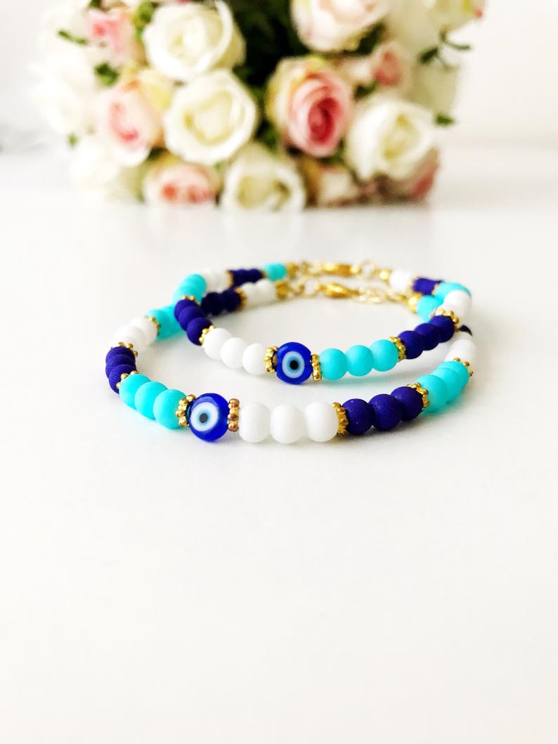 Greek Evil Eye Bracelet - Handmade Miyuki Seed Beads Jewelry for Luck & Protection - Jewelry & Watches - Bijou Her -  -  - 