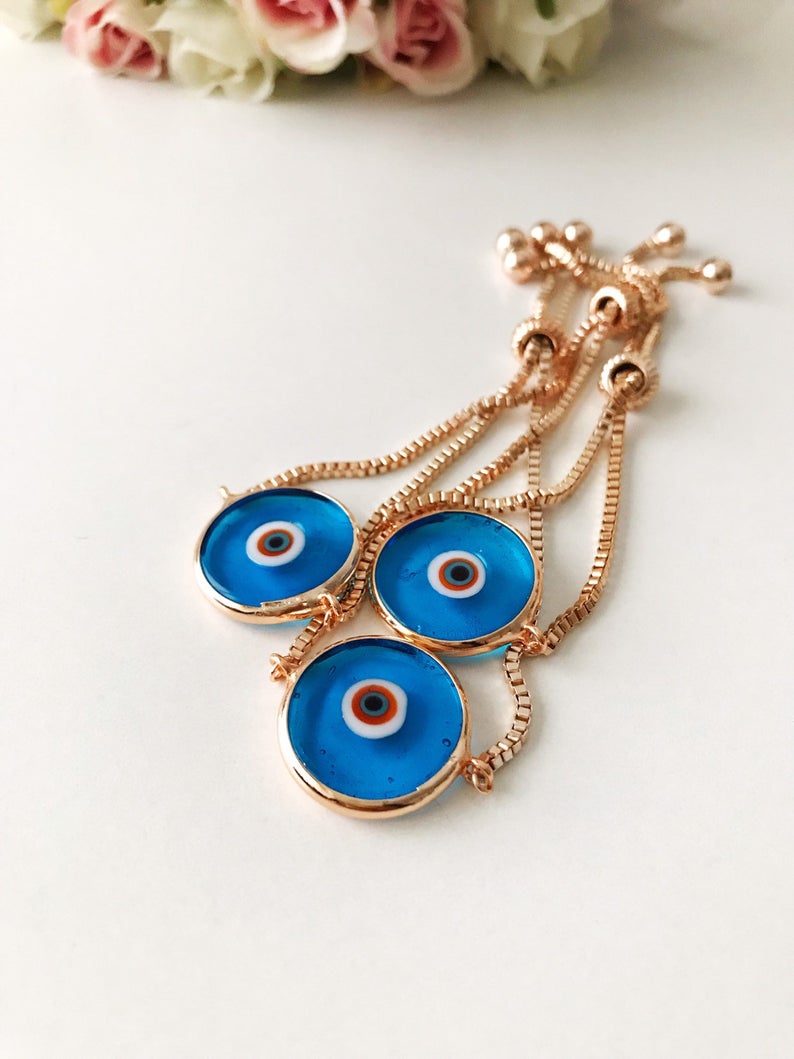 Murano Evil Eye Bracelet, Adjustable Rose Gold Bracelet, Greek Jewelry - Jewelry & Watches - Bijou Her -  -  - 