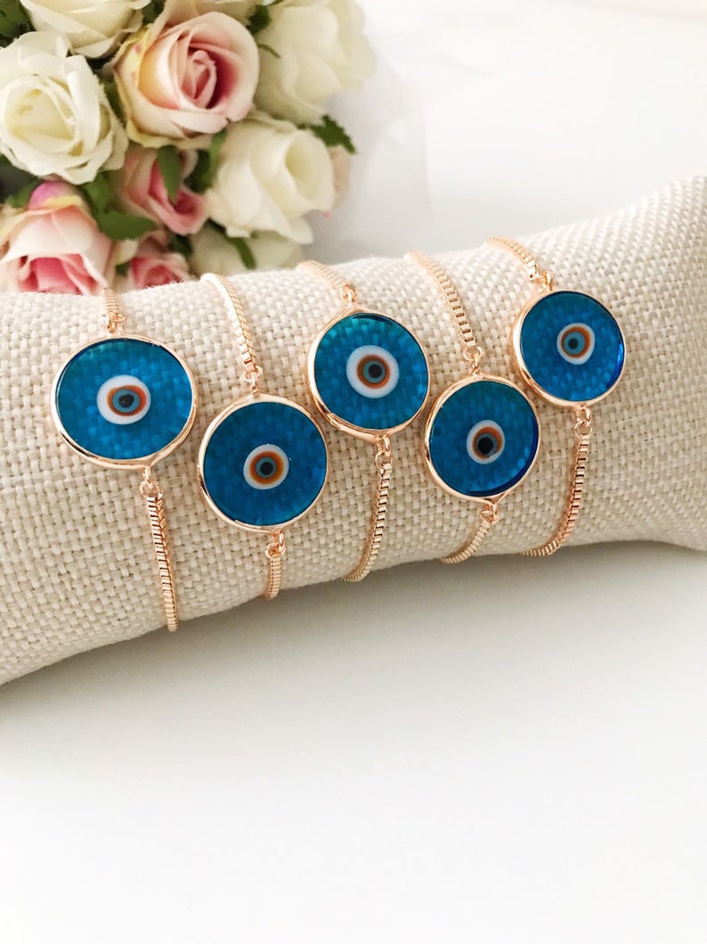 Murano Evil Eye Bracelet, Adjustable Rose Gold Bracelet, Greek Jewelry - Jewelry & Watches - Bijou Her -  -  - 