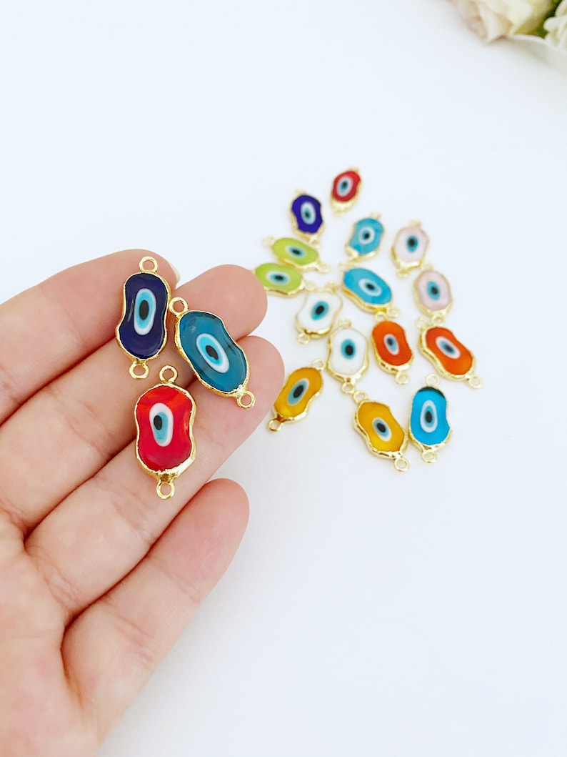 Handmade Murano Glass Evil Eye Beads - Set of 5, 22K Gold Plated Protection Jewelry in Various Colors - Jewelry & Watches - Bijou Her -  -  - 