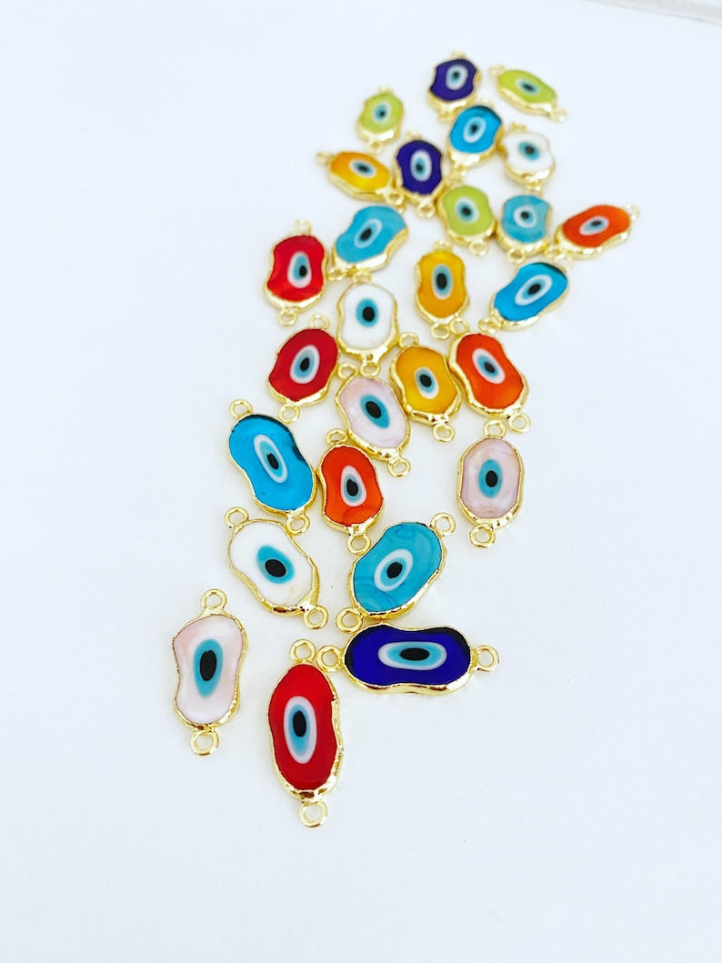 Handmade Murano Glass Evil Eye Beads - Set of 5, 22K Gold Plated Protection Jewelry in Various Colors - Jewelry & Watches - Bijou Her -  -  - 