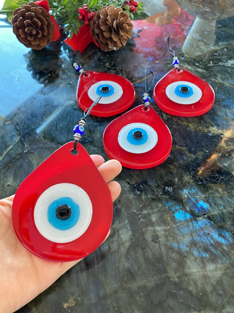 Handmade Mosaic Red Evil Eye Wall Decor - Glass Beads for Protection and Good Luck - Jewelry & Watches - Bijou Her -  -  - 