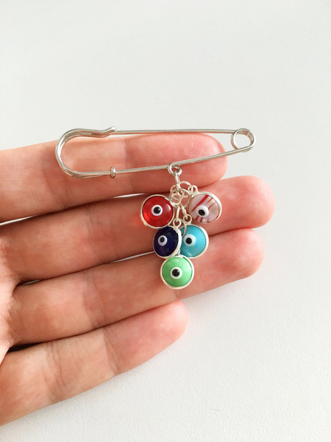 Lucky Evil Eye Safety Pin for Baby Stroller - Mixed Color Beads Pin Eye for Protection and Good Luck - Jewelry & Watches - Bijou Her -  -  - 