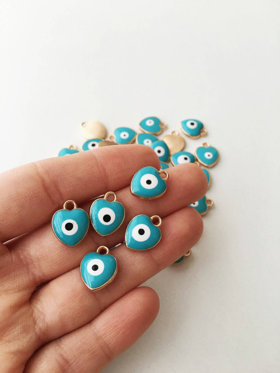 Heart-Shaped Evil Eye Safety Pin Set for Baby Shower Gift & Protection - 5 Colors Available - Jewelry & Watches - Bijou Her -  -  - 