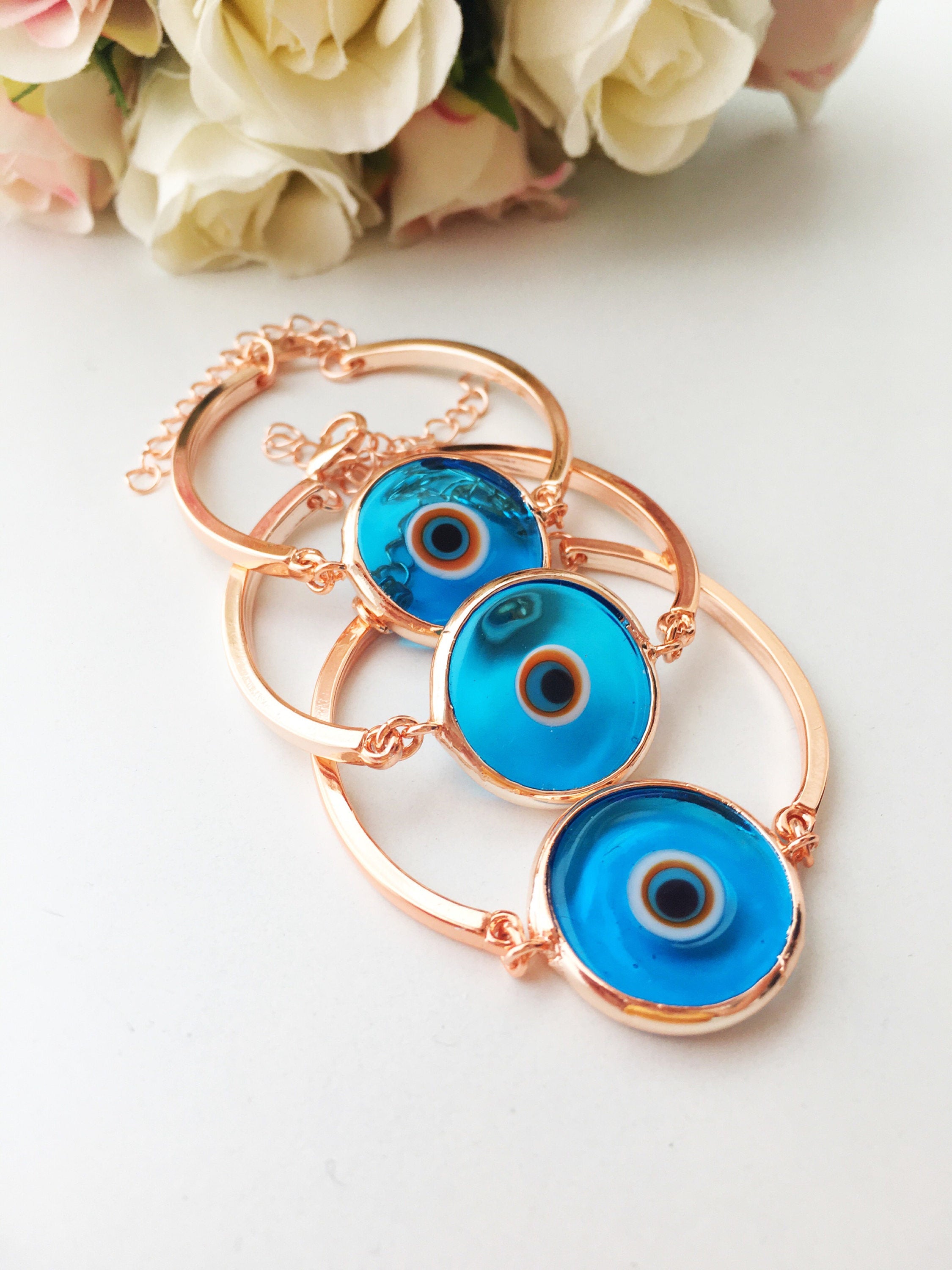 Handmade Murano Glass Evil Eye Bracelet - Rose Gold & 4 Colors Available - Jewelry & Watches - Bijou Her -  -  - 