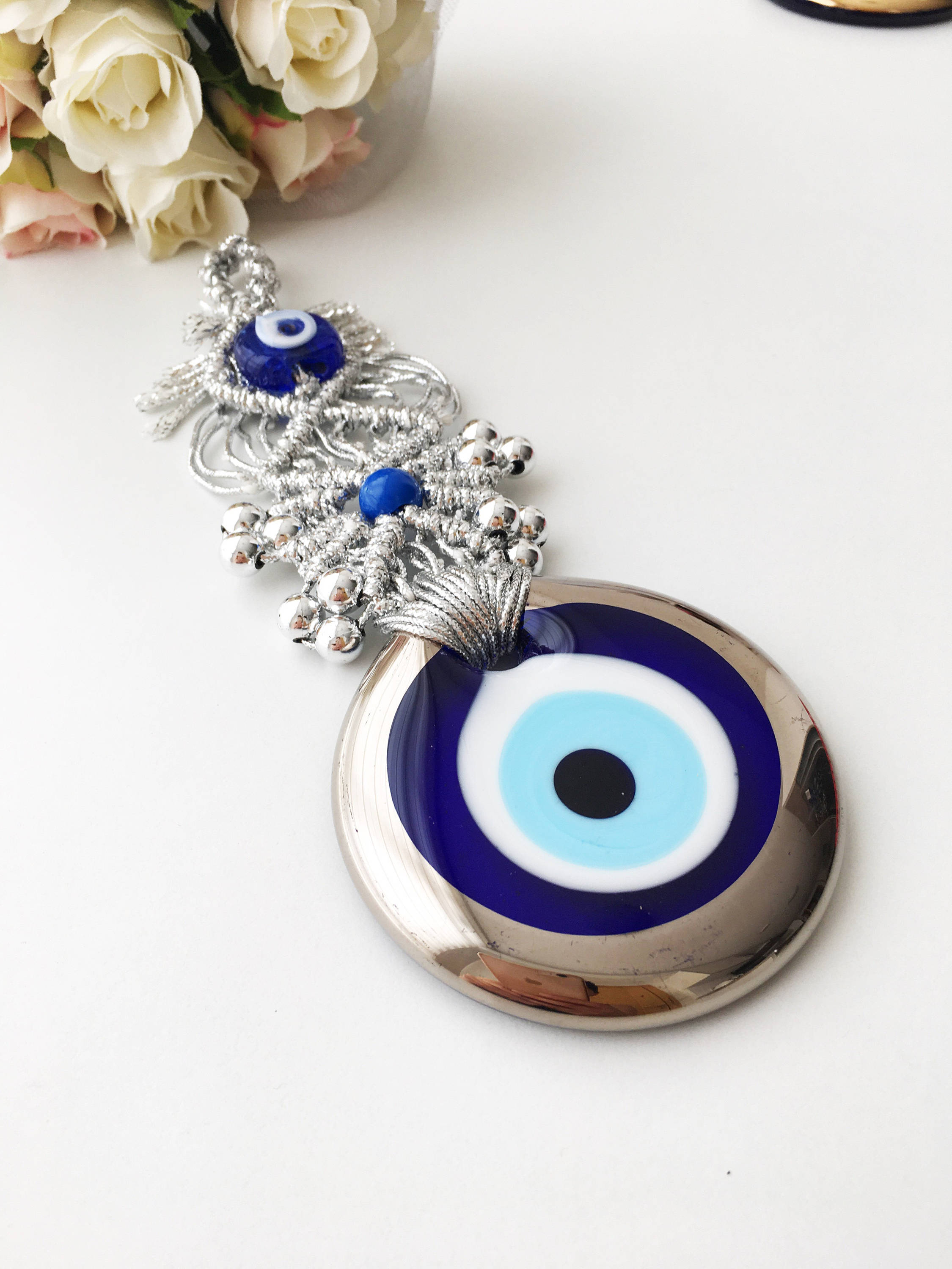 Silver Macrame Evil Eye Wall Hanging - Jewelry & Watches - Bijou Her -  -  - 