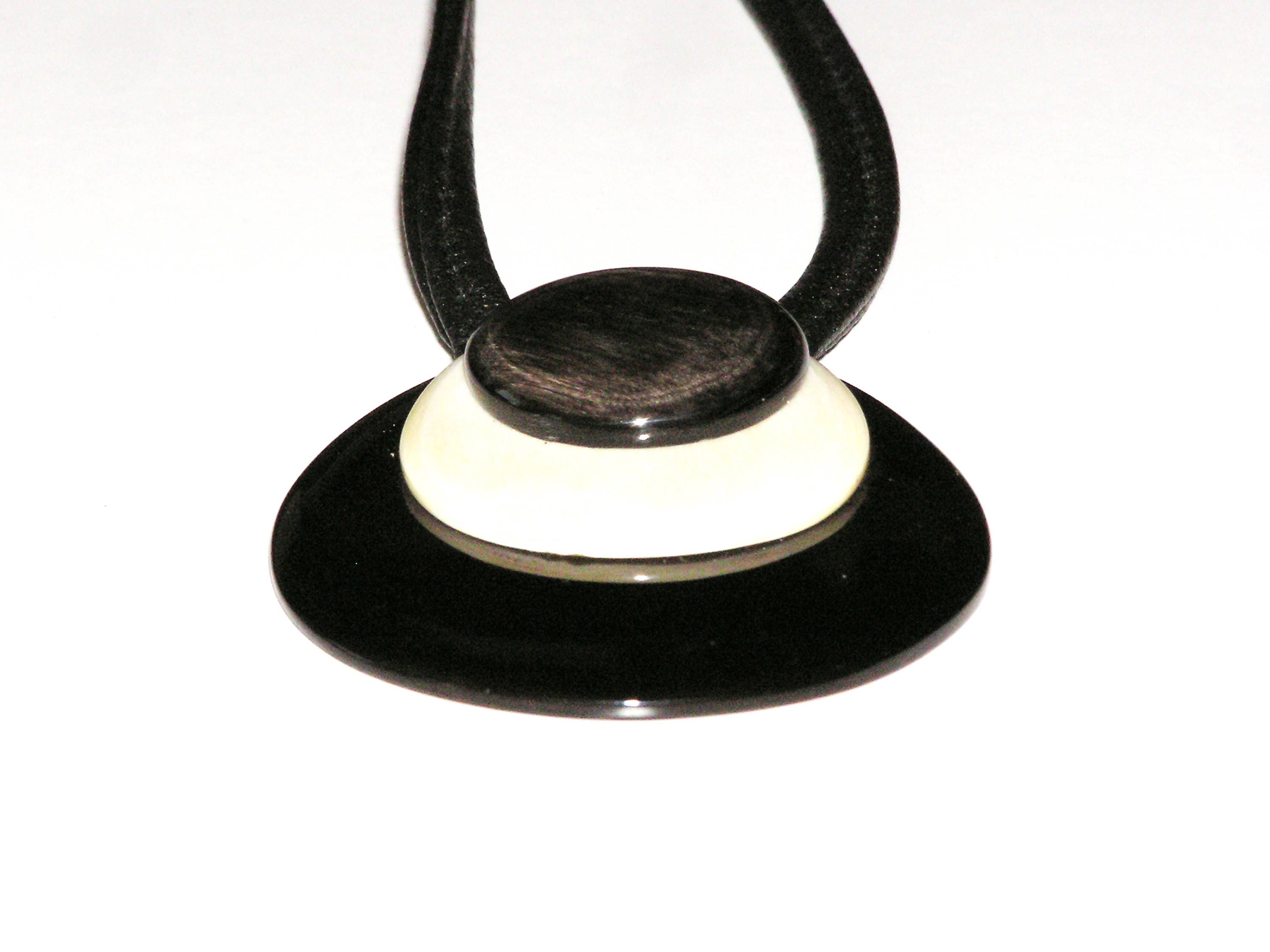 Handmade Horn Pendant with Unique Drop Shape and Natural Leather Cord - Jewelry & Watches - Bijou Her -  -  - 