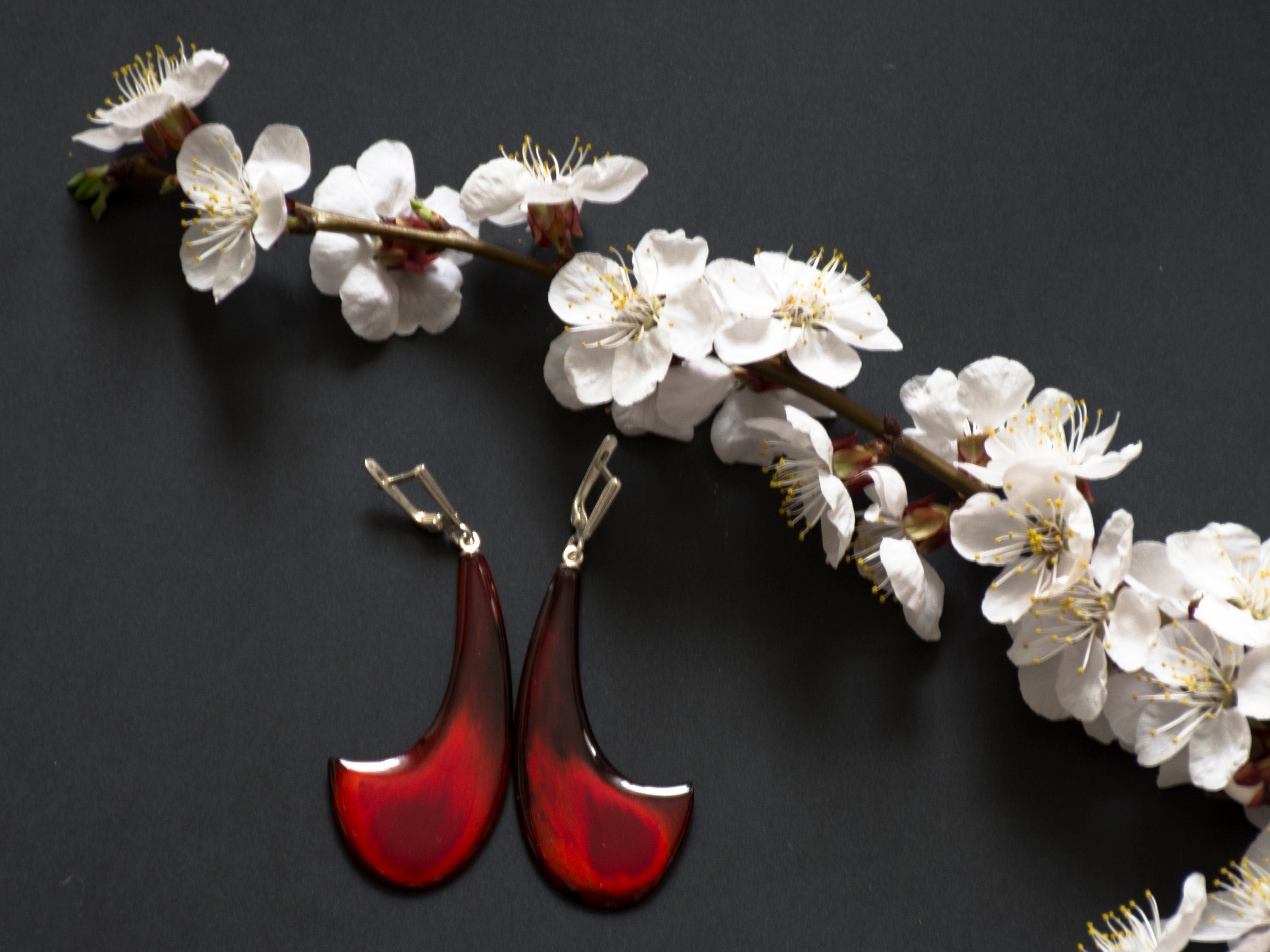 Red earrings of Buffalo Horn Earrings for girls and women - Jewelry & Watches - Bijou Her -  -  - 