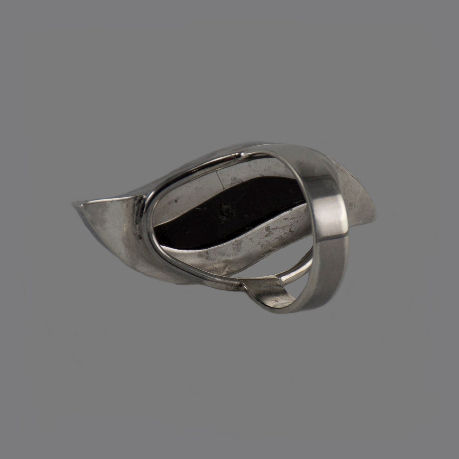 Handmade Silver Ring with Natural Horn Cabochon - Unique Boho Jewelry - Jewelry & Watches - Bijou Her -  -  - 