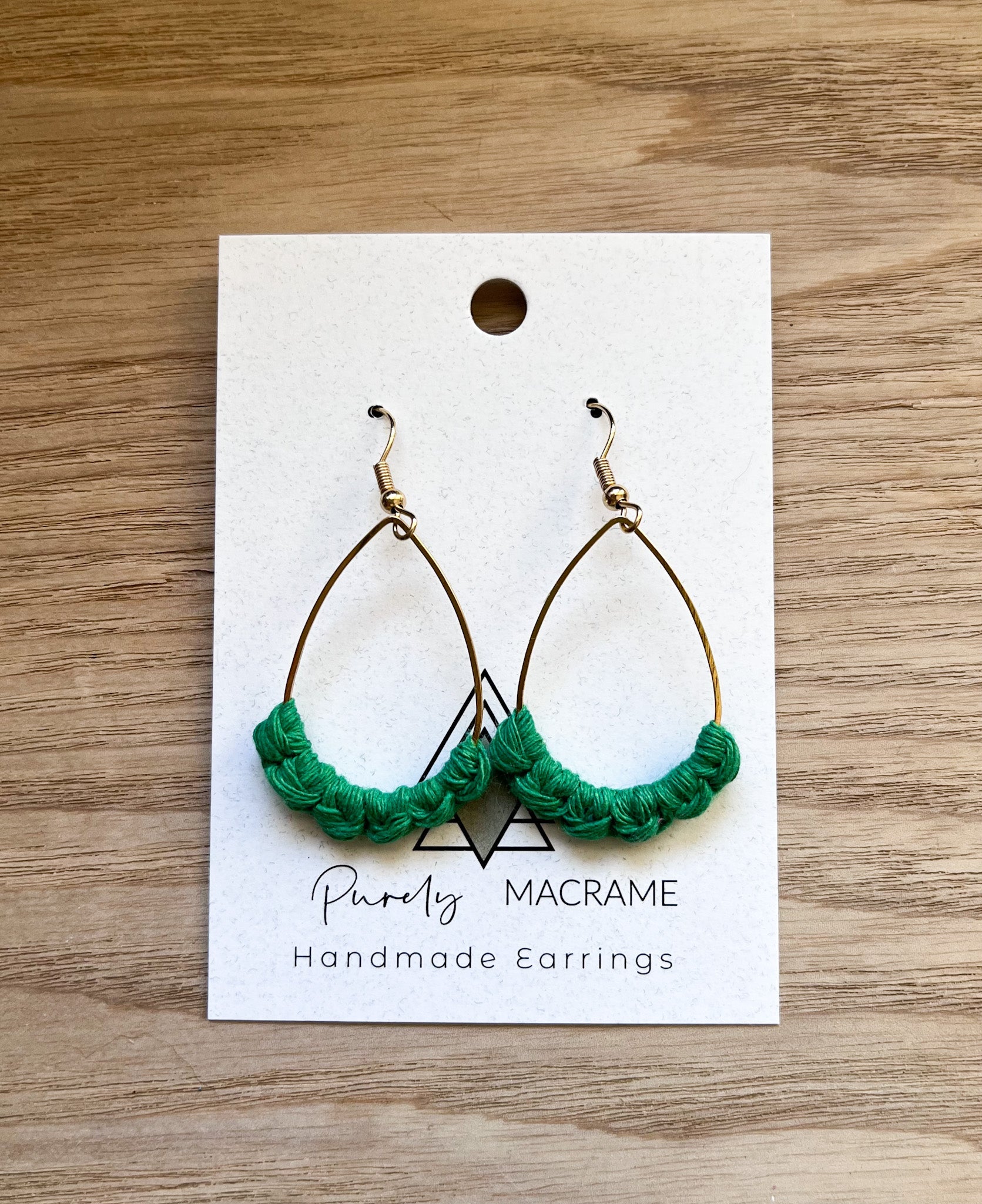 Lightweight Kelly Green Macrame Cotton Teardrop Earrings for Vision Care and Glasses - Earrings - Bijou Her -  -  - 