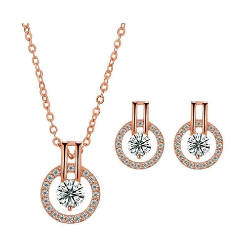 Silver Cubic Zirconia Necklace and Earring Set - Elegant Jewelry for Women - Jewelry & Watches - Bijou Her - Style -  - 