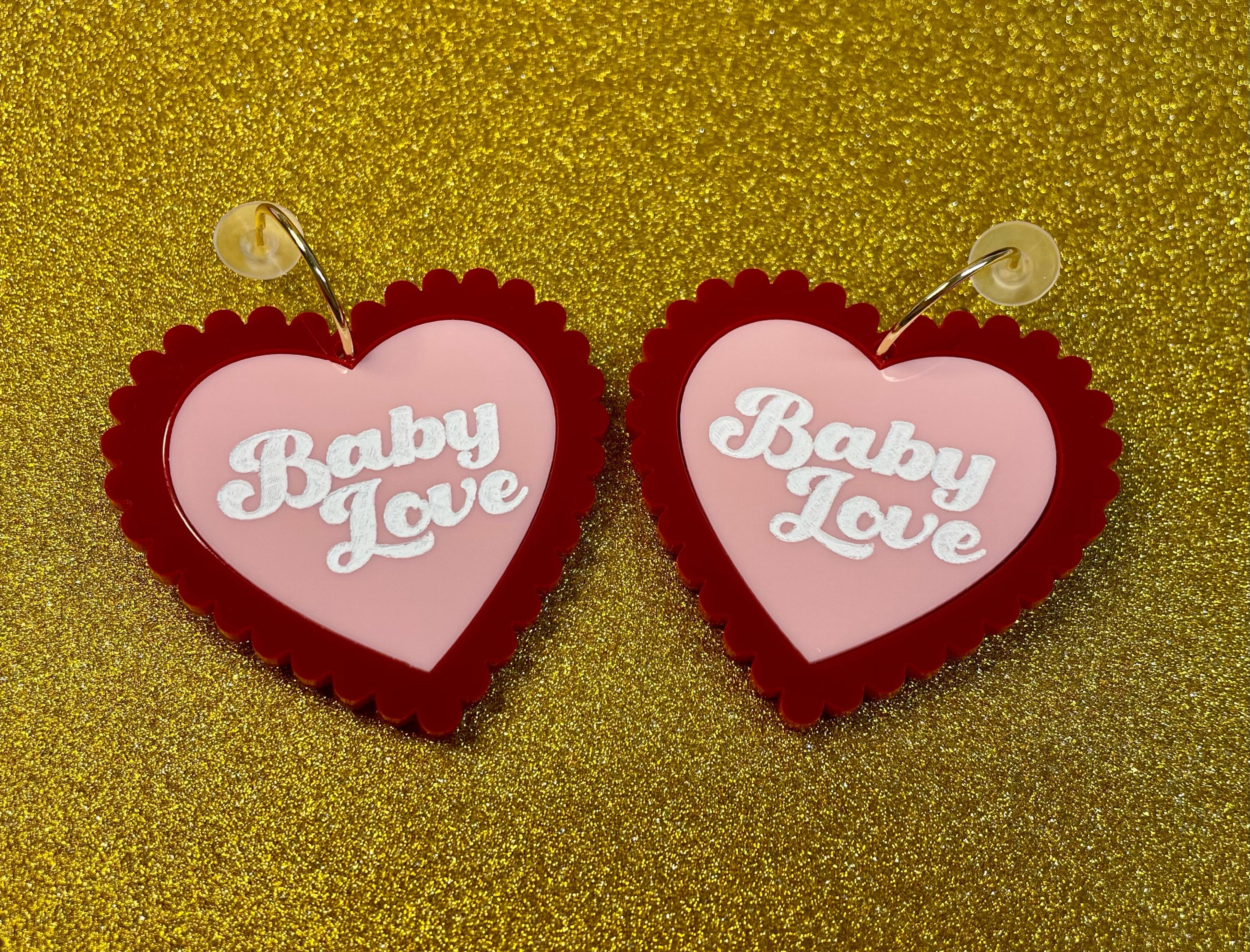 Sweethearts Collection: Baby Love Hoop Earrings - Laser Cut Acrylic Jewelry - Jewelry & Watches - Bijou Her -  -  - 