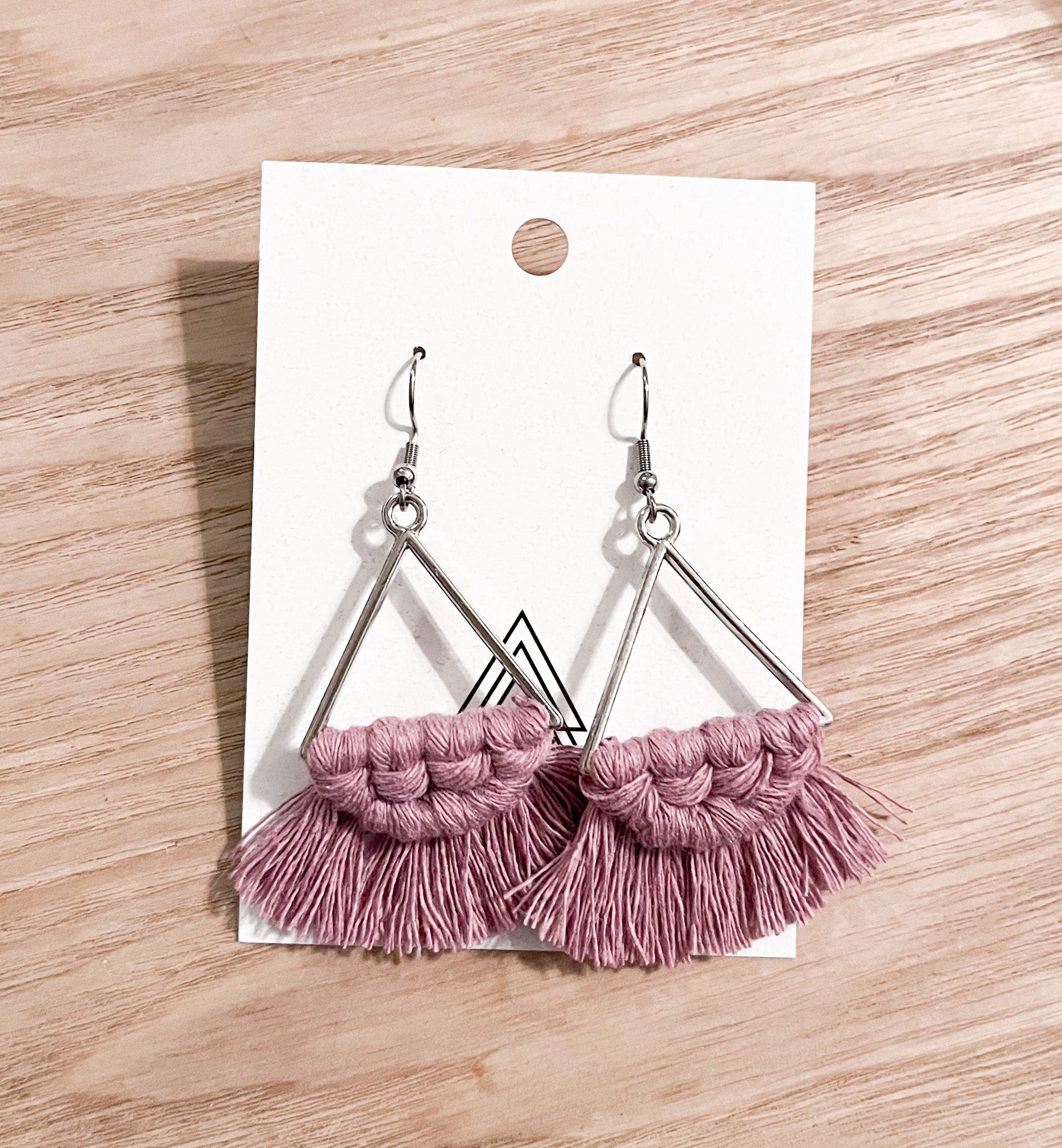 Lightweight Lavender Macrame Triangle Earrings for Women - Earrings - Bijou Her -  -  - 