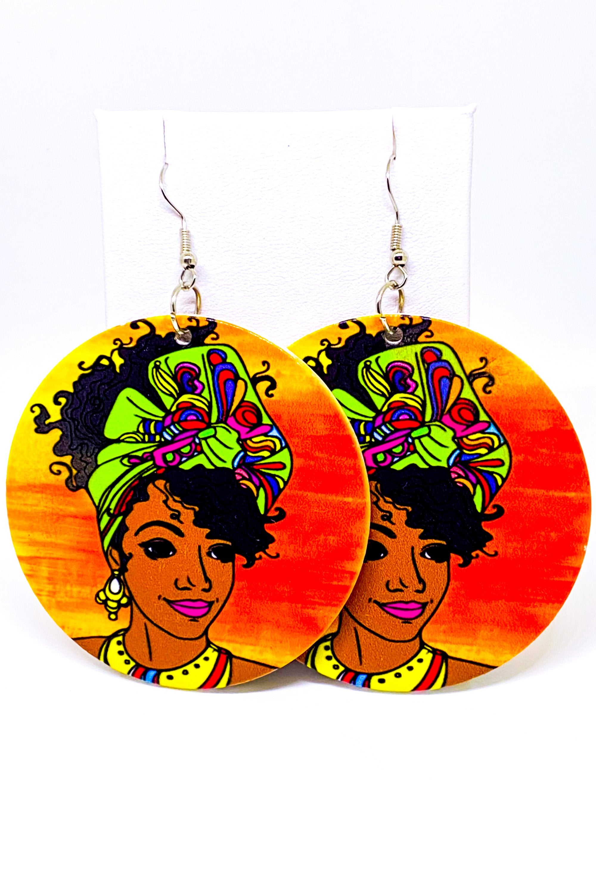 Kenyan Culture Hoop Drop Earrings - Handmade Wood, Nickel-Free, 2.25" Diameter, Statement Fashion Jewelry - Earrings - Bijou Her -  -  - 