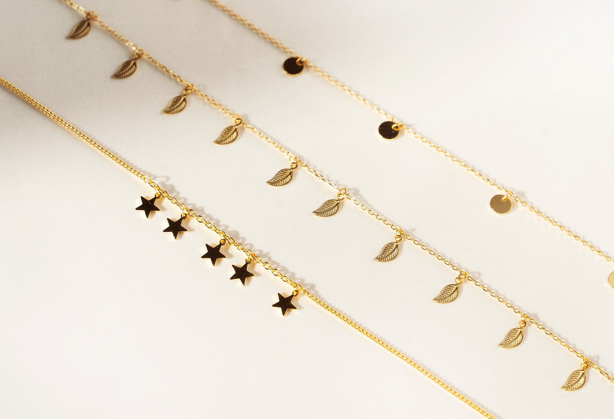 Starry Silver Anklet with Adjustable Length - 925 Sterling Silver, 14K Gold Plated, Dainty Design - Jewelry & Watches - Bijou Her -  -  - 