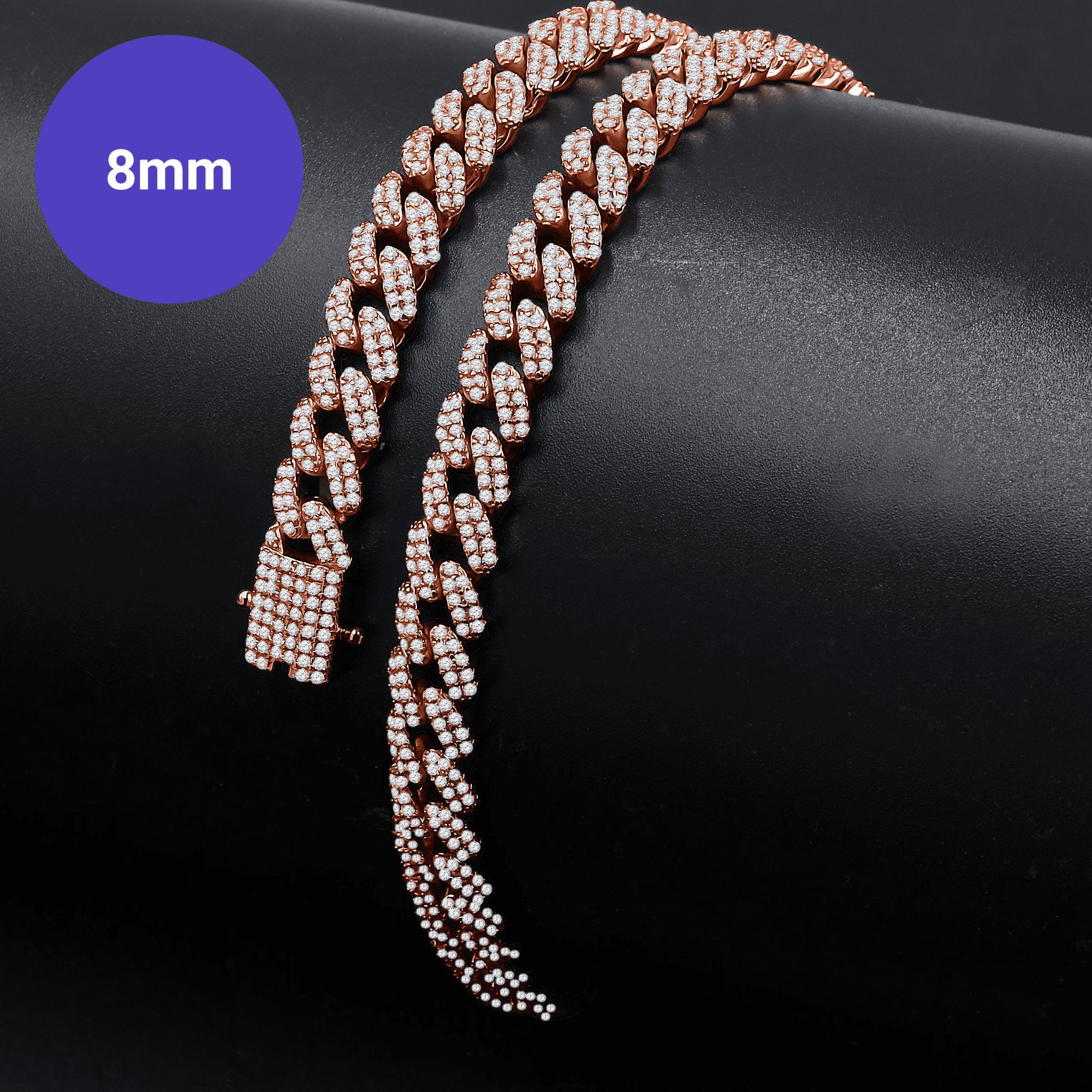 Luxury CAMEO 8MM Cuban Chain with AAA Cubic Zirconia Stones | 22 inch Length, 109 grams Weight - Other Accessories - Bijou Her -  -  - 