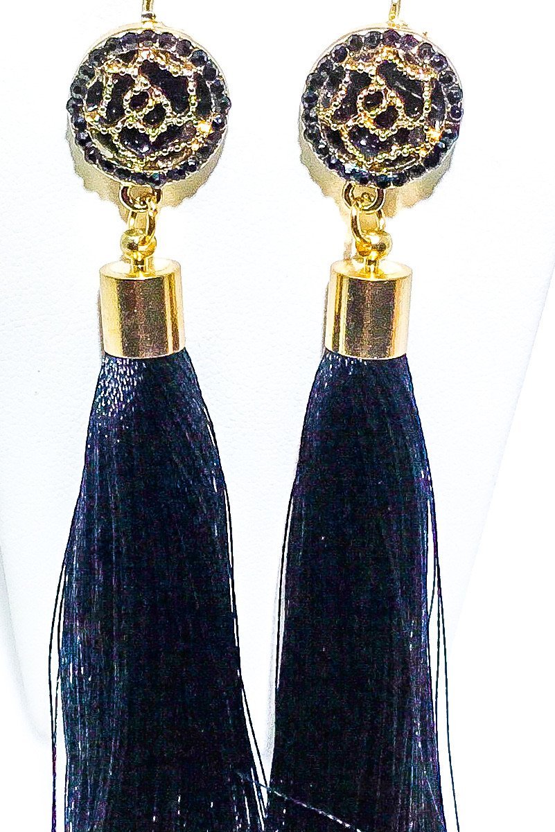 Tassel Drop Earrings - High-Quality Zinc Alloy, Multiple Colors, Special Occasion Statement - Earrings - Bijou Her -  -  - 