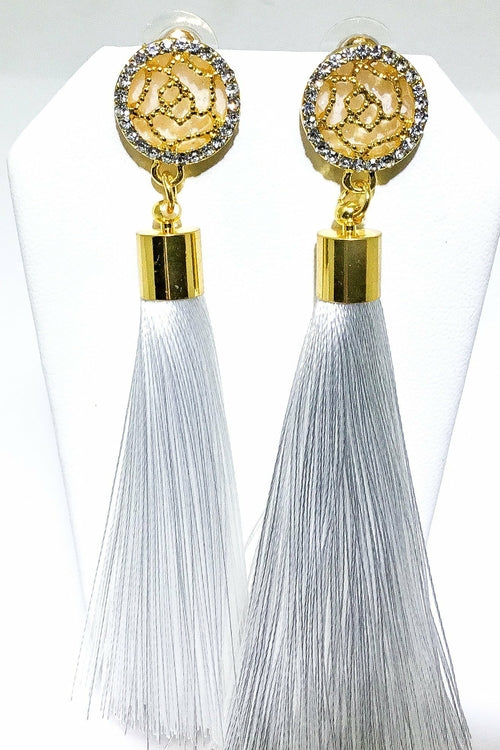 Tassel Drop Earrings - High-Quality Zinc Alloy, Multiple Colors, Special Occasion Statement - Earrings - Bijou Her - Color -  - 