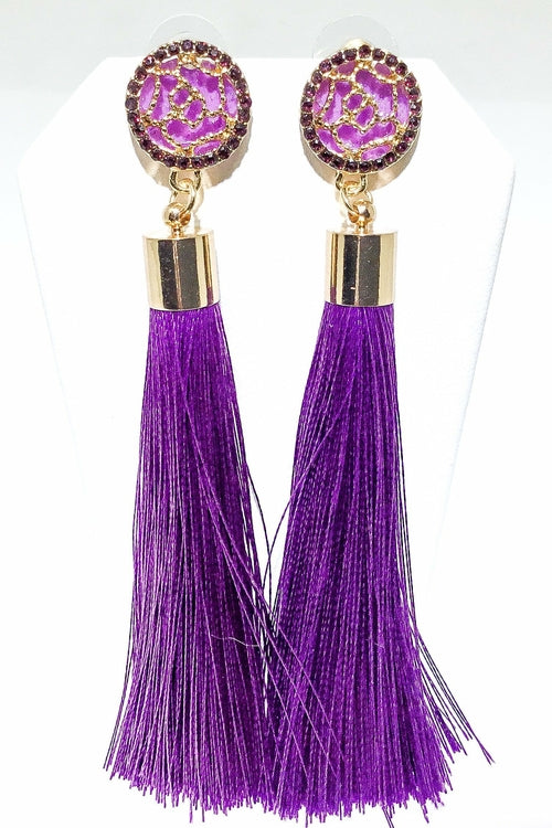 Tassel Drop Earrings - High-Quality Zinc Alloy, Multiple Colors, Special Occasion Statement - Earrings - Bijou Her - Color -  - 