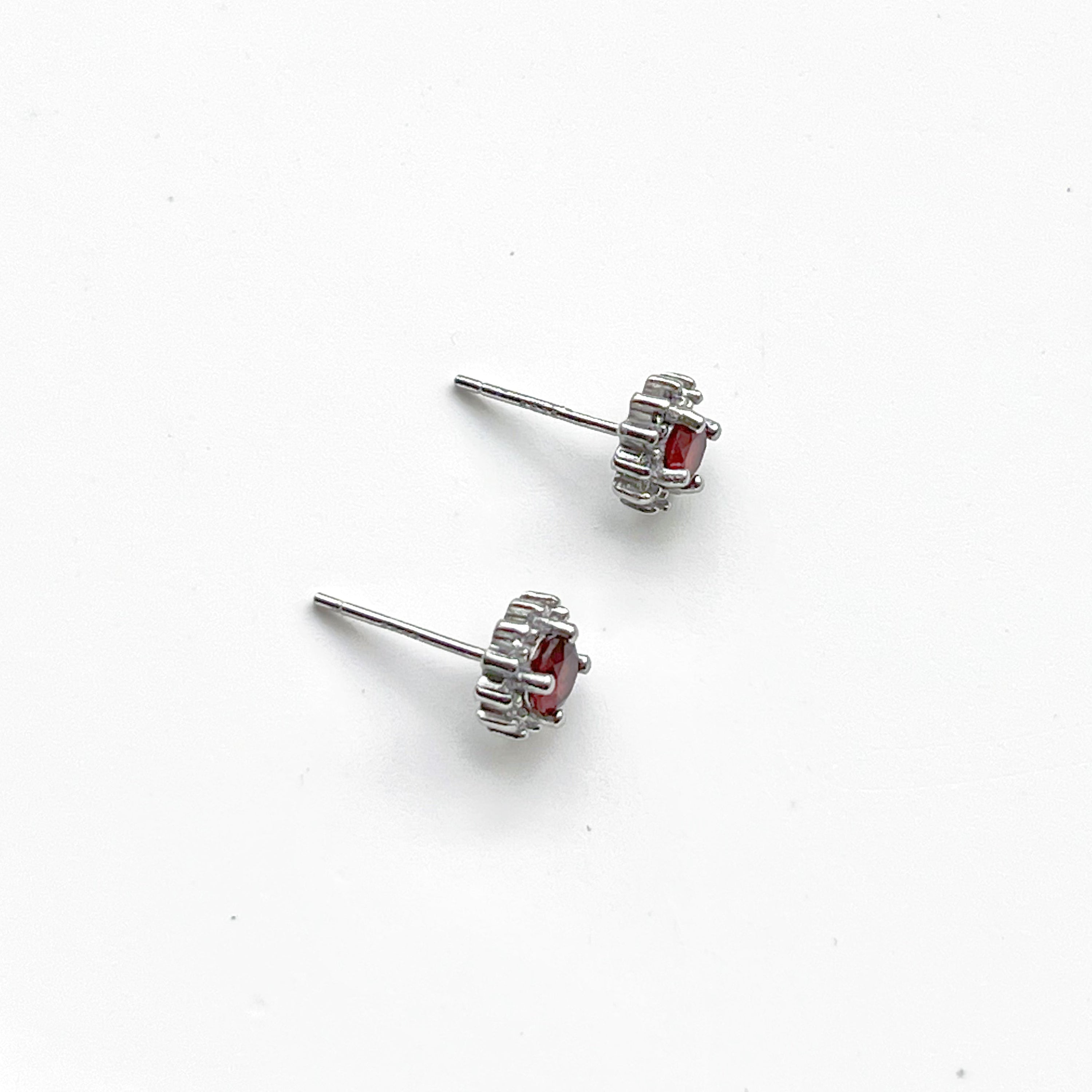 January Birthstone Garnet Silver Stud Earrings - Natural Red Gemstones in Hypoallergenic Sterling Silver - Jewelry & Watches - Bijou Her -  -  - 