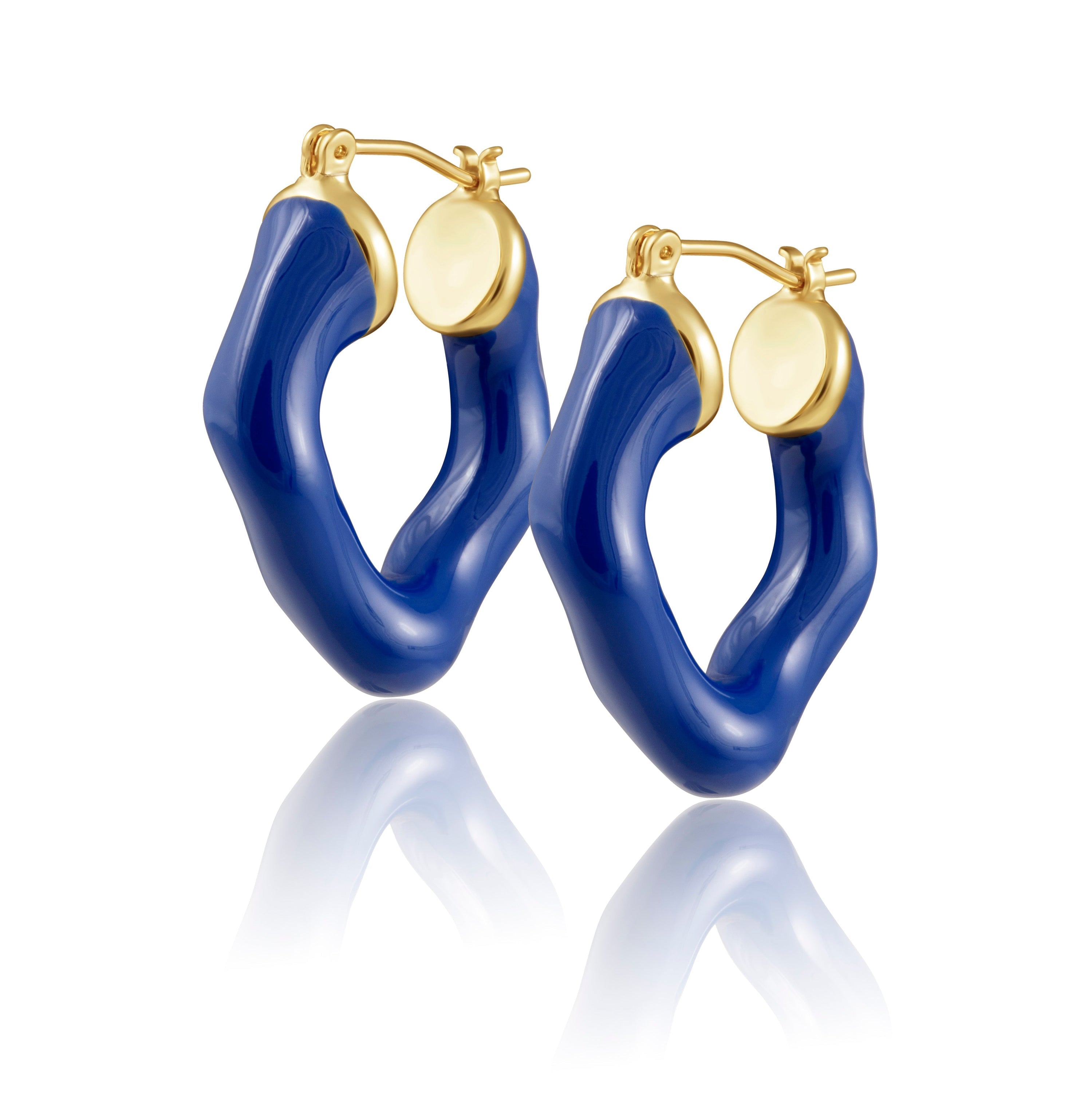 Royal Blue Abstract Hoop Earrings - 18k Plated, Water & Tarnish Resistant - Jewelry & Watches - Bijou Her -  -  - 