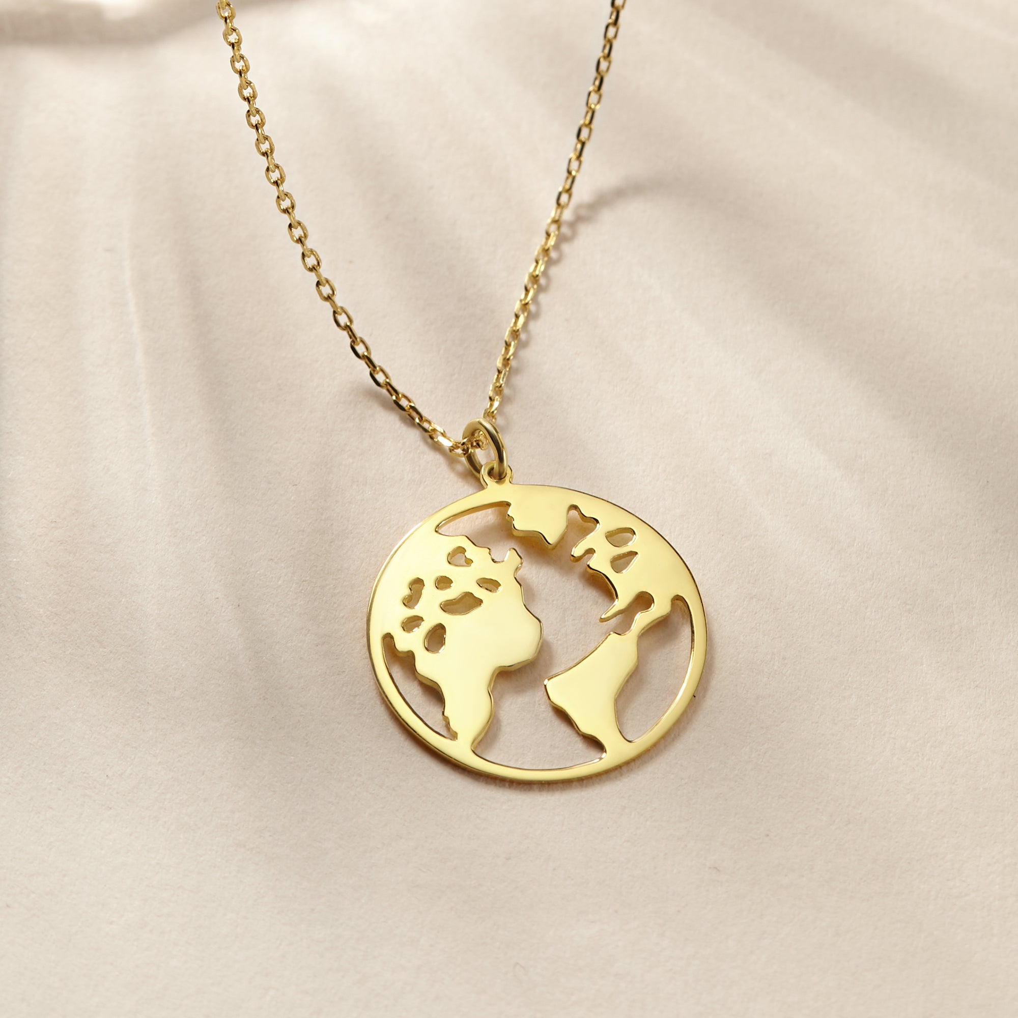 Gold Plated World Map Necklace - 925 Sterling Silver, 18" Chain, Beautiful Packaging - Necklaces - Bijou Her -  -  - 