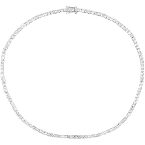 Zirconia Tennis Necklace - 16" Drop, 3mm Stones, Yellow Gold and Rhodium Plating - Jewelry & Watches - Bijou Her - Size - Color - 