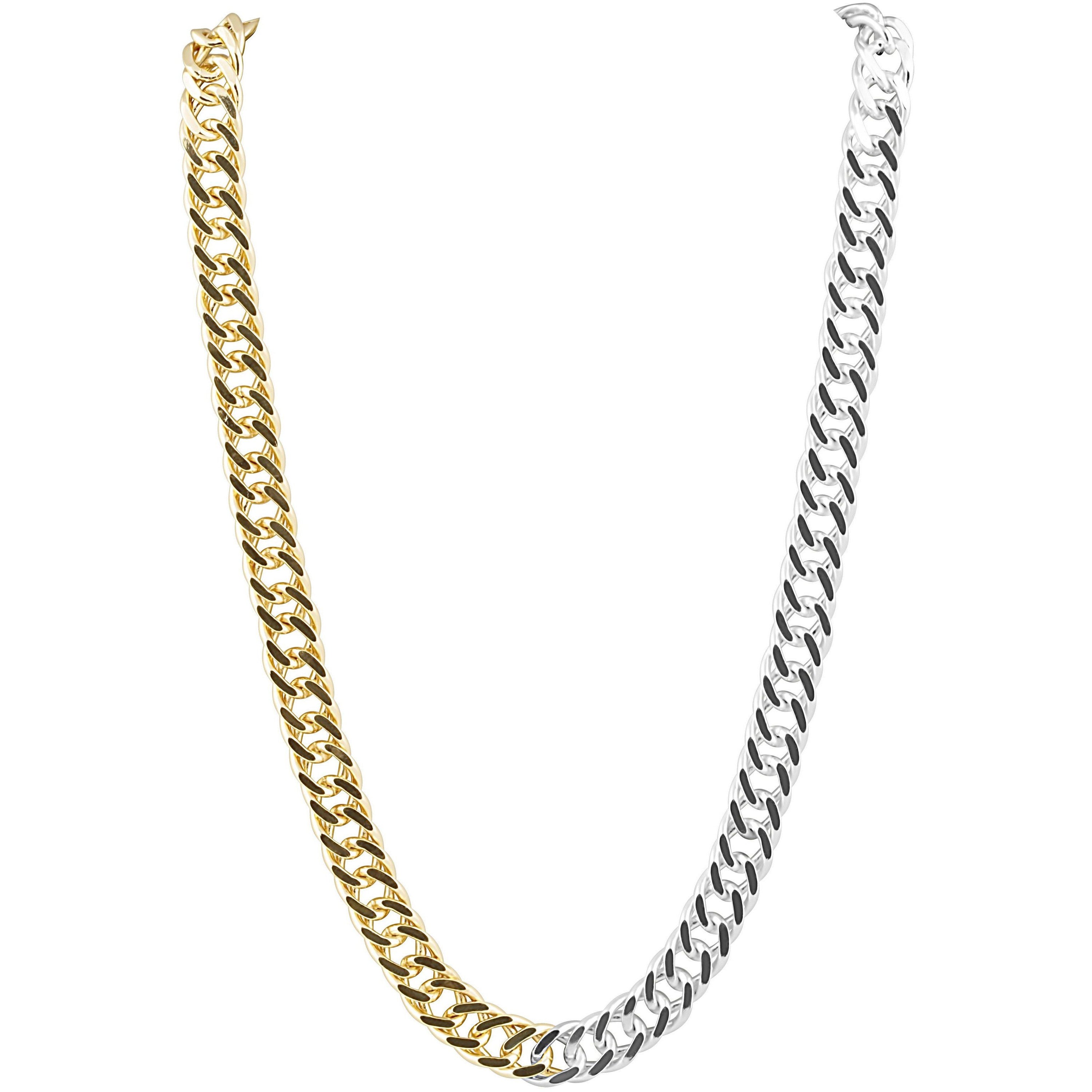 Hypoallergenic Two Tone Link Necklace - Brazilian Gold-Filled, Tarnish Resistant, 15" with 4" Extender - Jewelry & Watches - Bijou Her -  -  - 