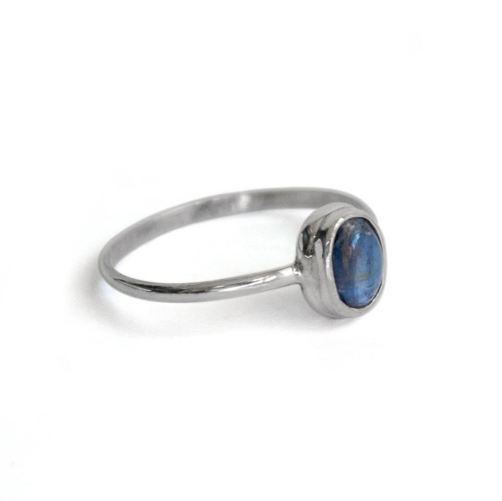 Kyanite Oval Cabochon Sterling Silver Bezel Ring - Dainty & Unique - Jewelry & Watches - Bijou Her -  -  - 