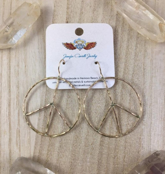 Rustic Peace Sign Hoop Earrings - Handmade Jewelry for Peaceful Moments - Jewelry & Watches - Bijou Her -  -  - 