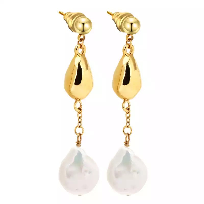 Stylish Layla Pearl Drop Earrings - 18k Plated, Durable, and Elegant - Jewelry & Watches - Bijou Her -  -  - 